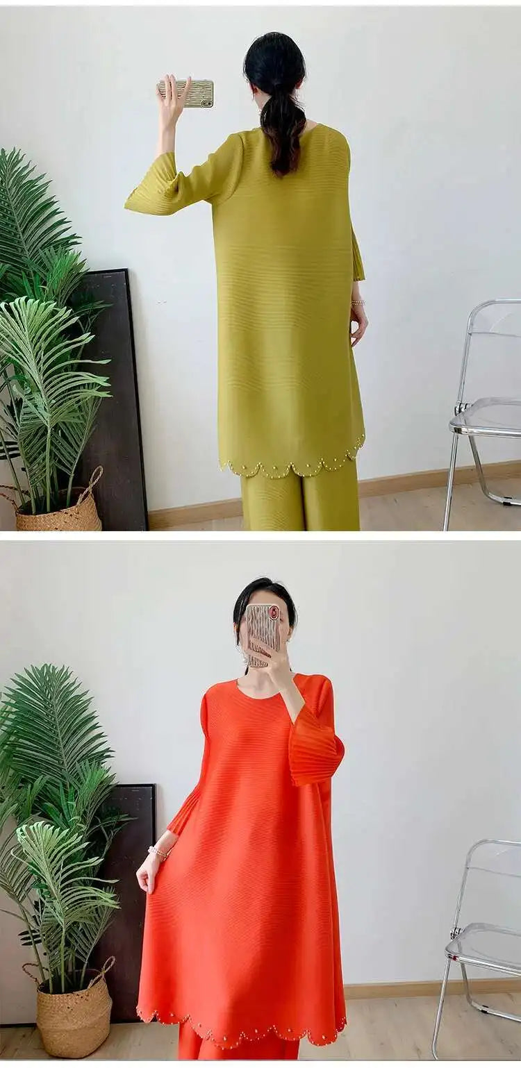 Truly Pleated Wide Leg 2-Piece Set