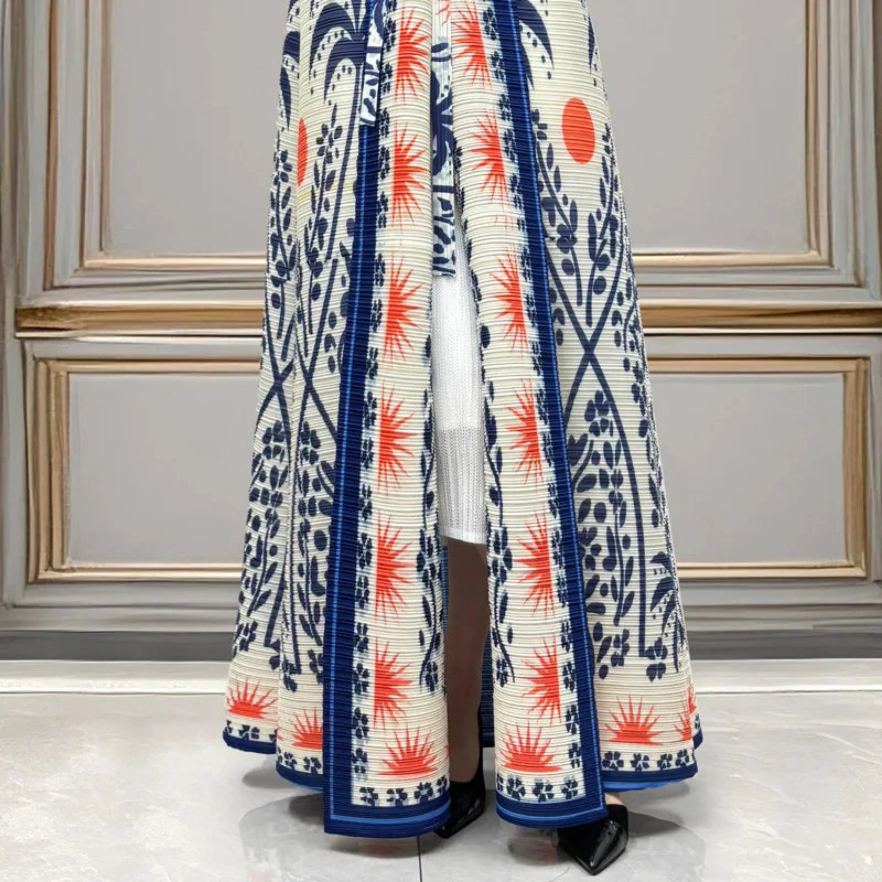 Luxury Pleated Long Cardigan Coat