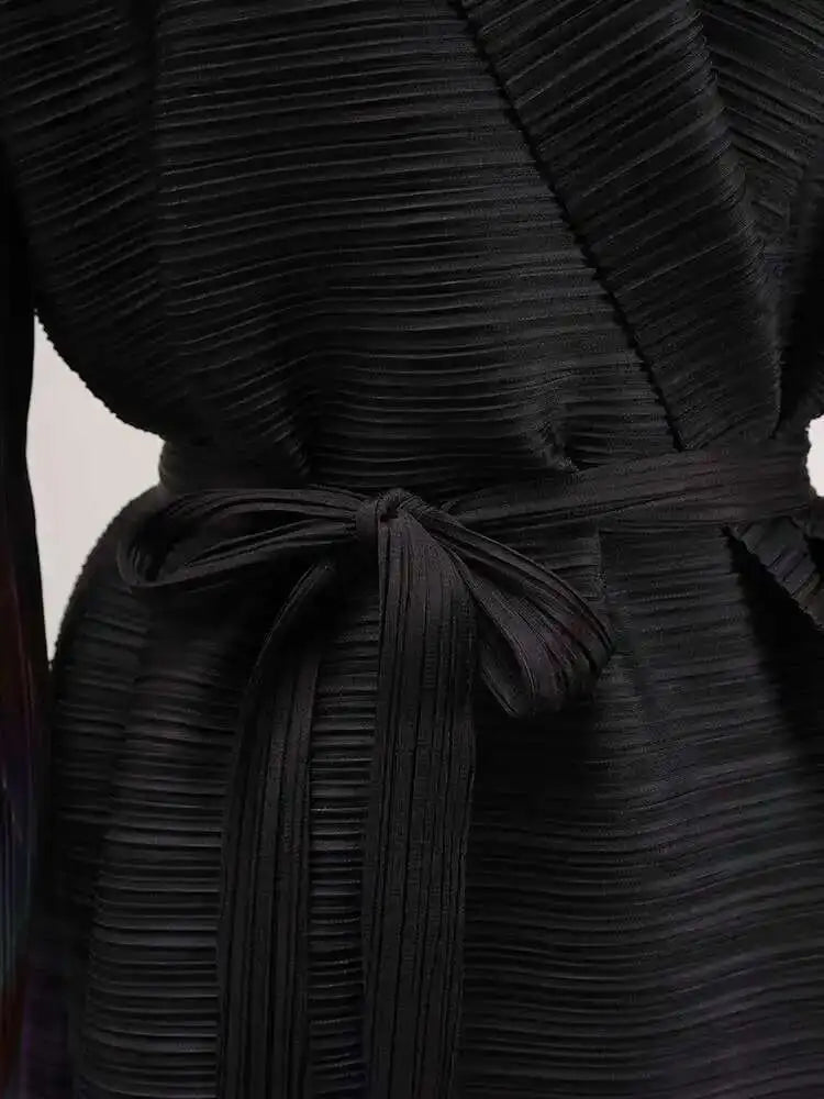 Truly Pleated Swirl Long Coat