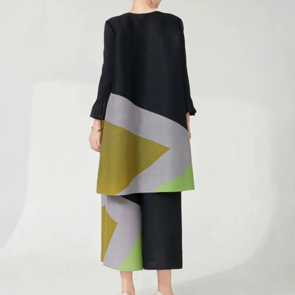 Modern Pleat Geometric Trouser Set