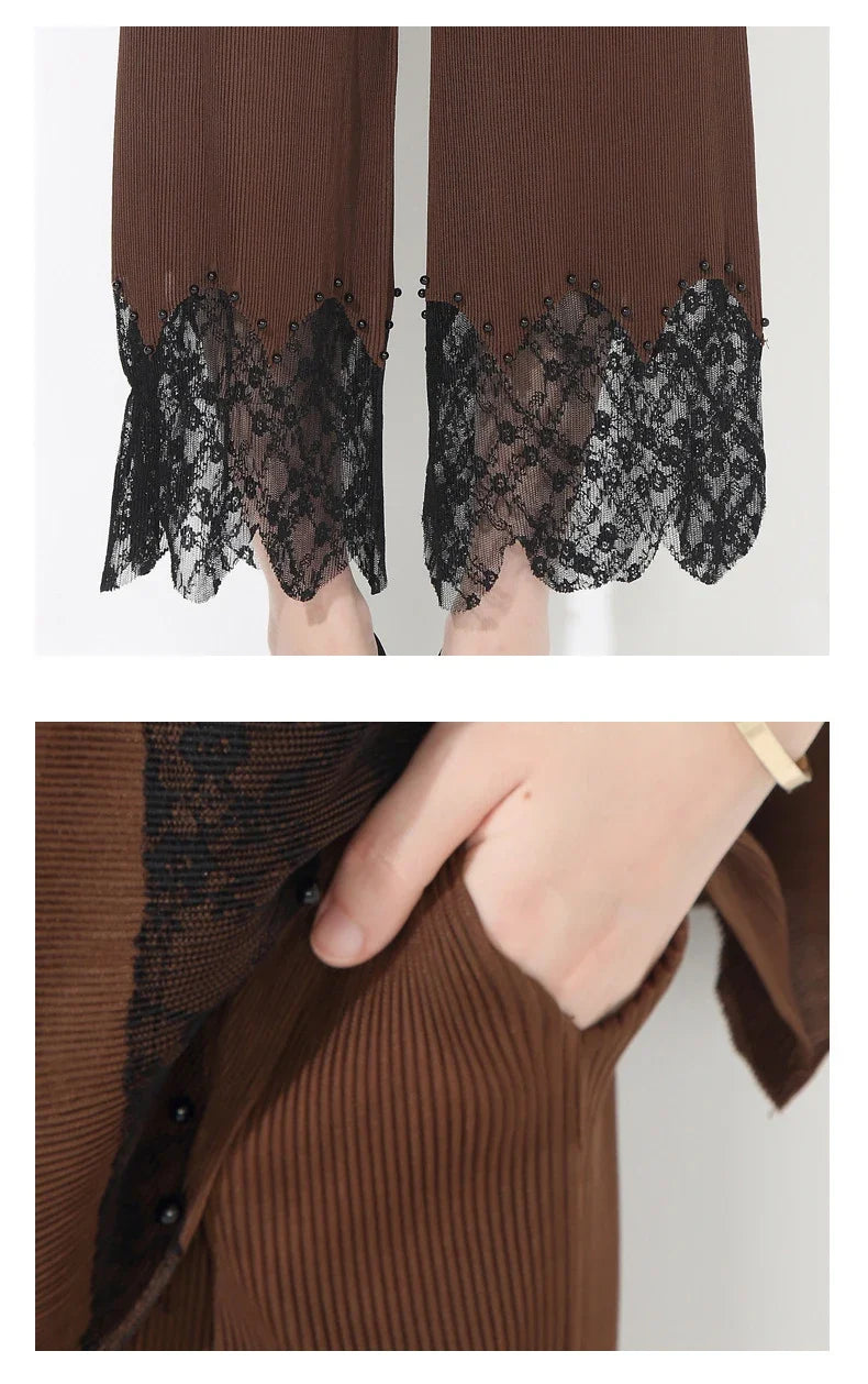 Luxury Petite Pleated Lace Pant Set