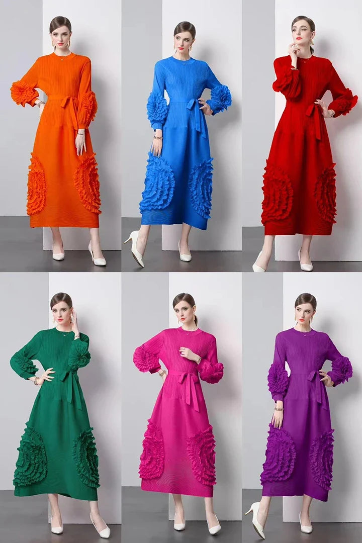 Chic Japanese Plissé Midi Dress