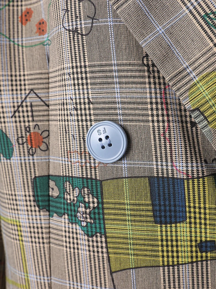 Oversized Modern Plaid Art Blazer