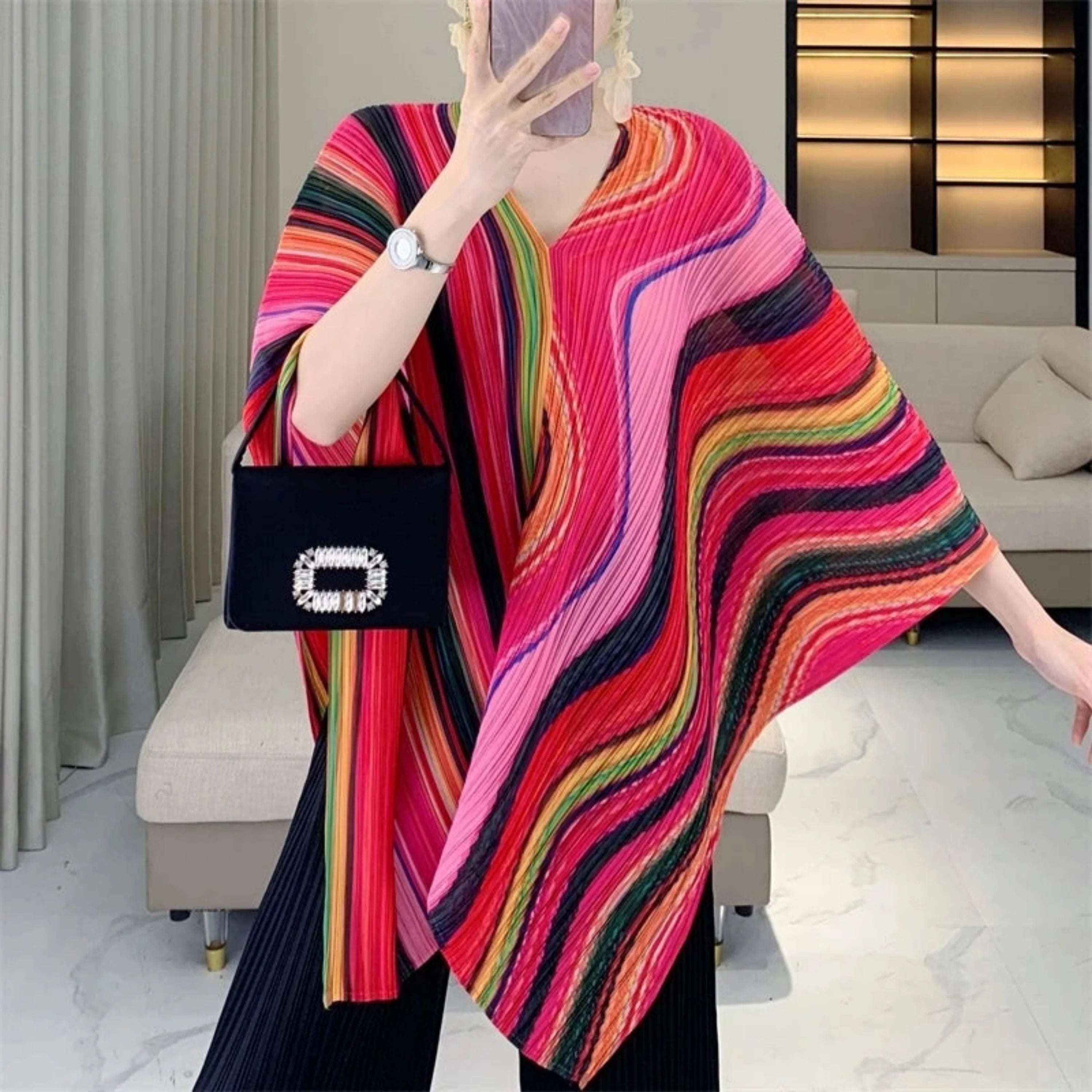 Luxury Plissé Pleat Tunic Shawl