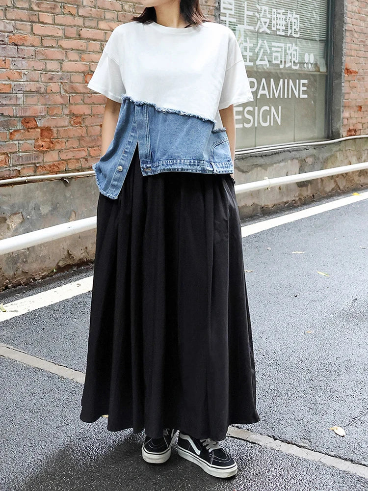 Luxe Denim & Cotton T-Shirt