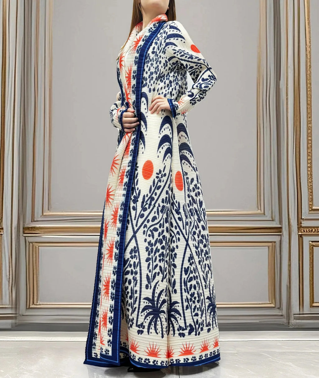 Luxury Pleated Long Cardigan Coat