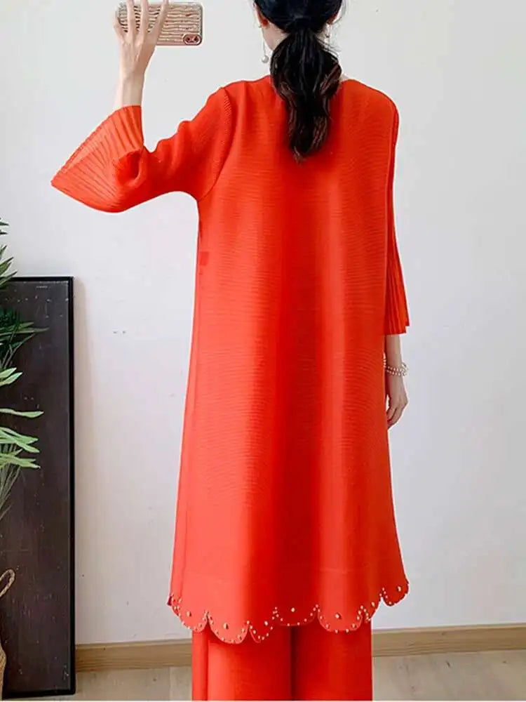 Truly Pleated Wide Leg 2-Piece Set