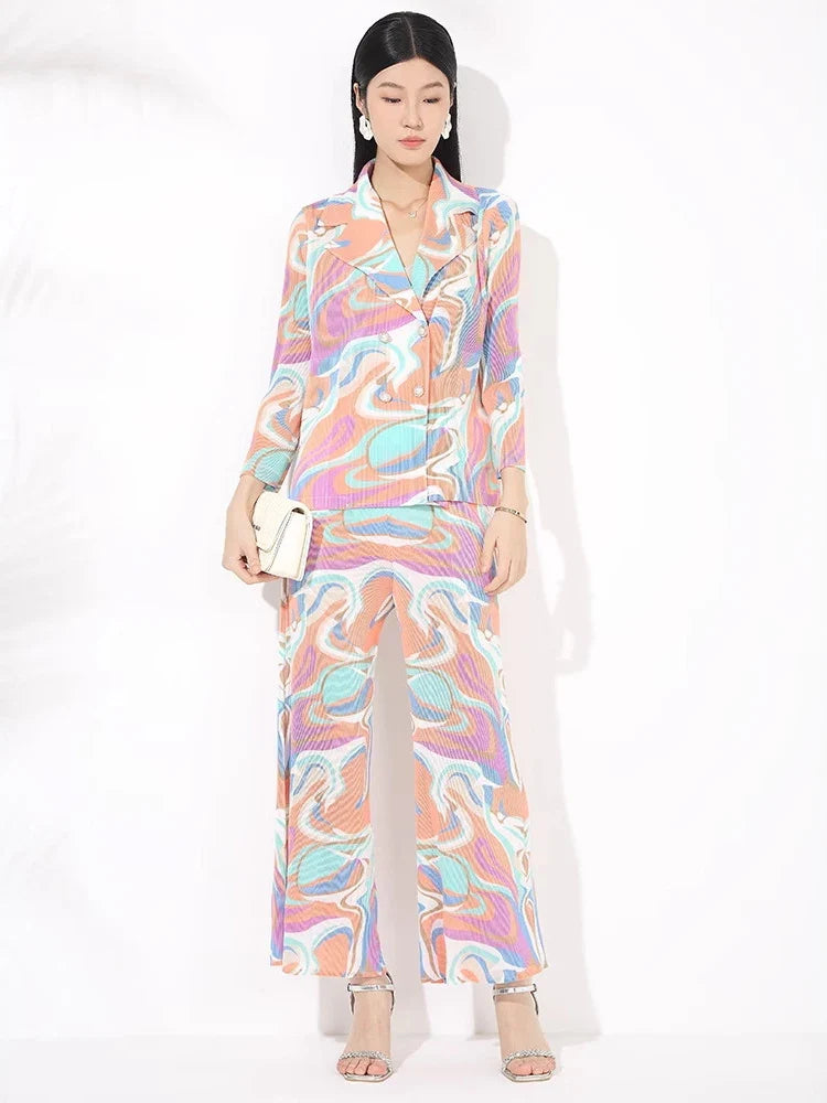 Truly Pleated Swirl Suit Set