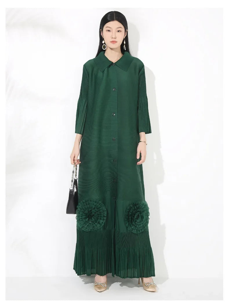 Pleated Japanese Extra Long Coat