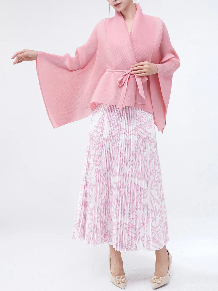 Elegant 2 Piece Pleated Skirt Outfit Set