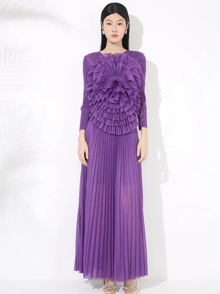 Luxury Formal Pleated Midi Skirt Set