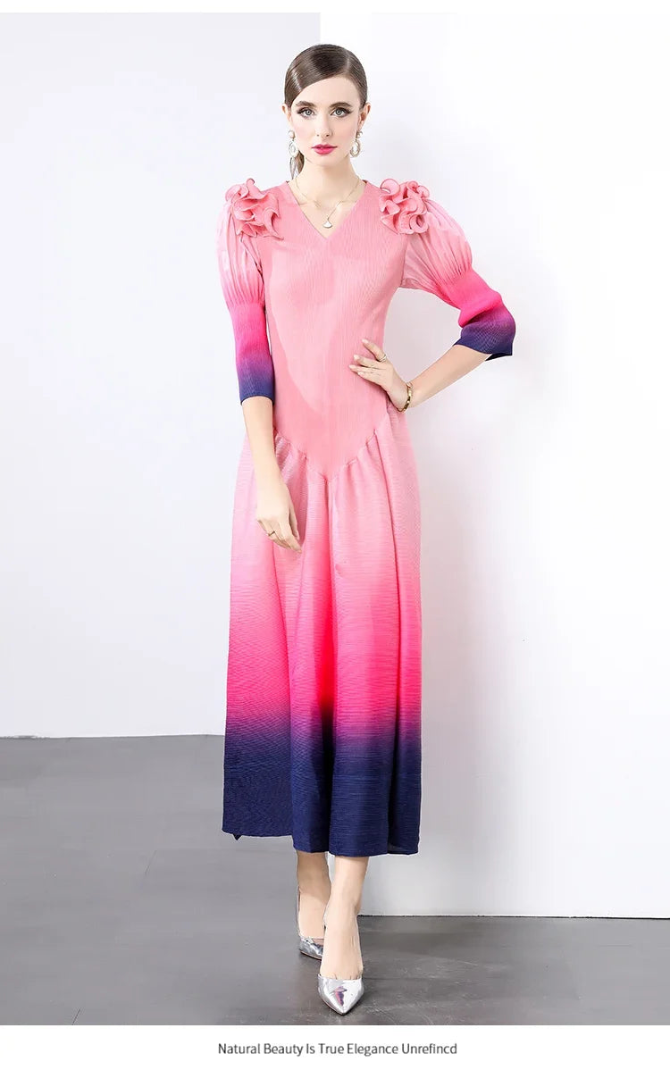 Luxury Ombre Pleated Dress
