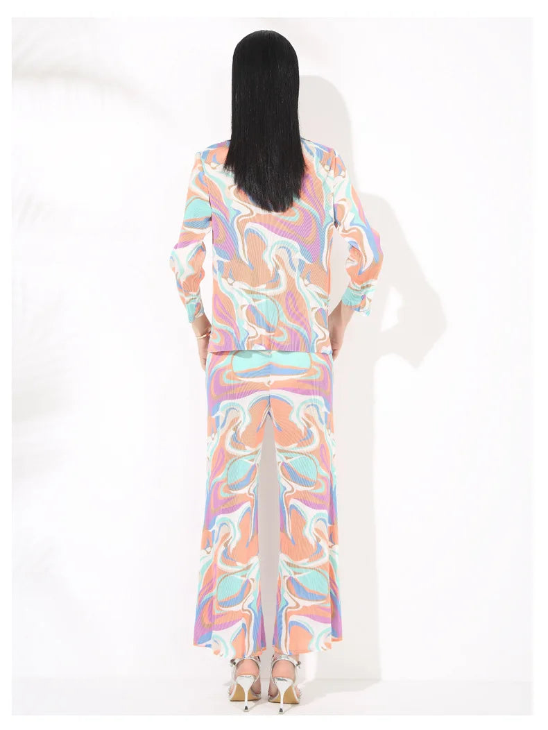 Truly Pleated Swirl Suit Set