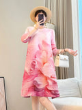 Luxury Pleated Floral Midi Dress