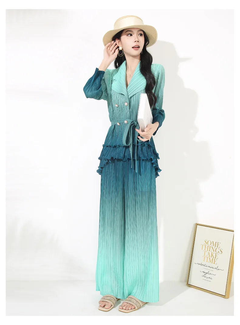Luxe Pleated Cocktail Pants Suit