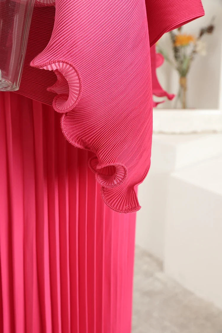 Chic Pleated Modest Skirt Set