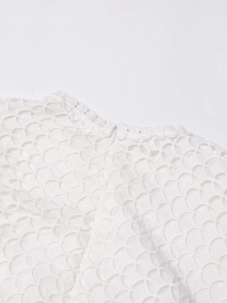 Luxury Lace Midi Dress - Long Balloon Sleeve 