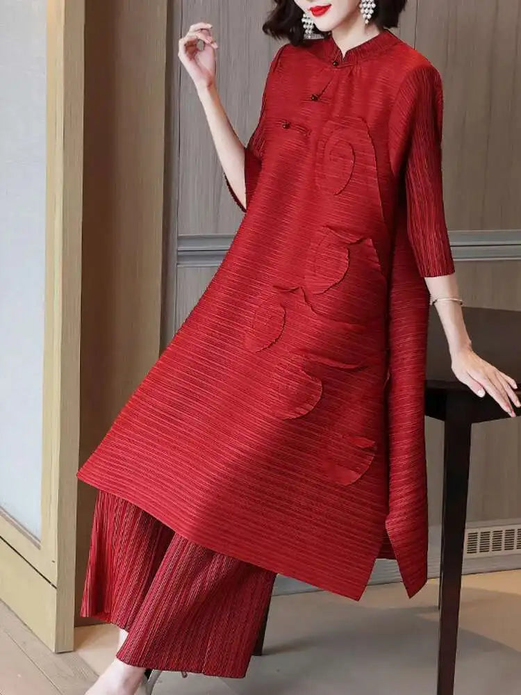 Couture Plissé 3/4 Sleeve Top & Pants