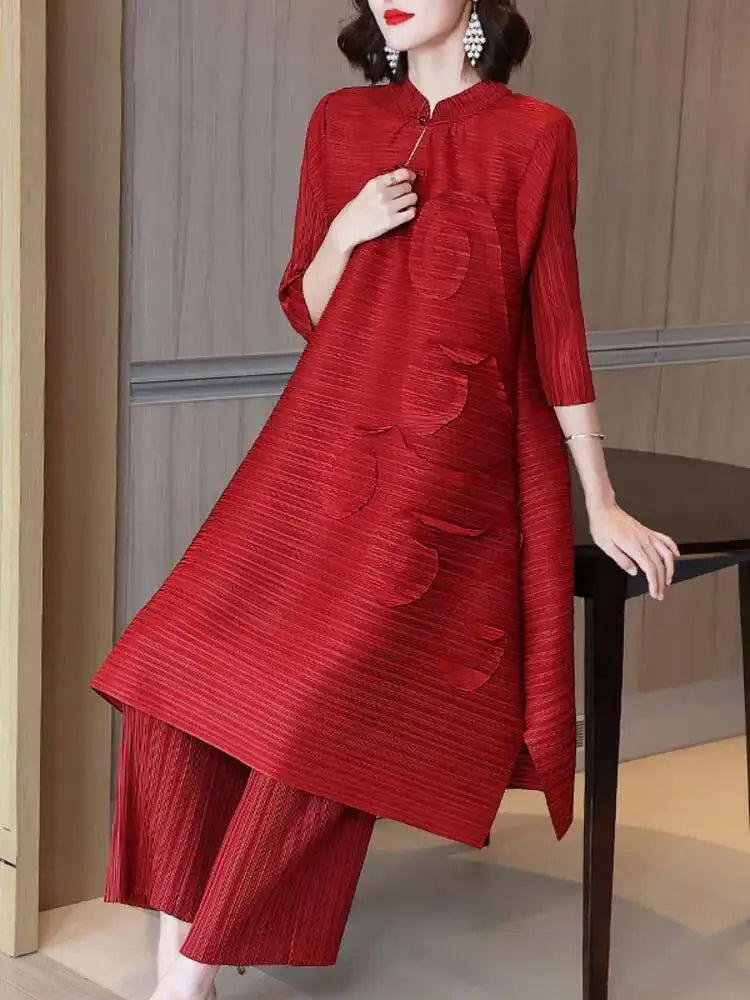 Couture Plissé 3/4 Sleeve Top & Pants