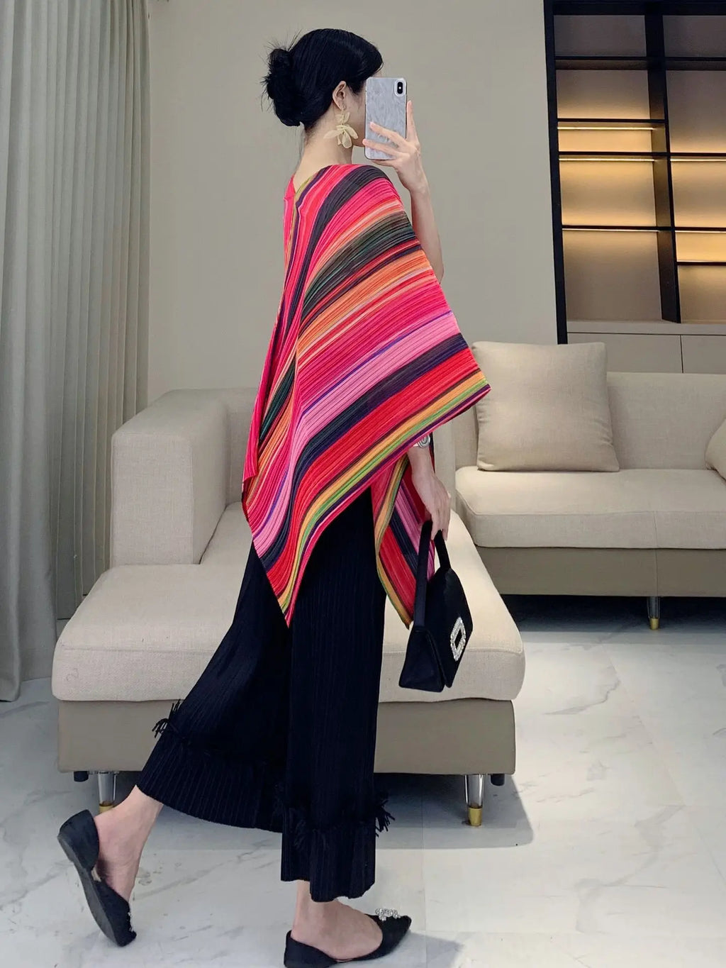Luxury Plissé Pleat Tunic Shawl