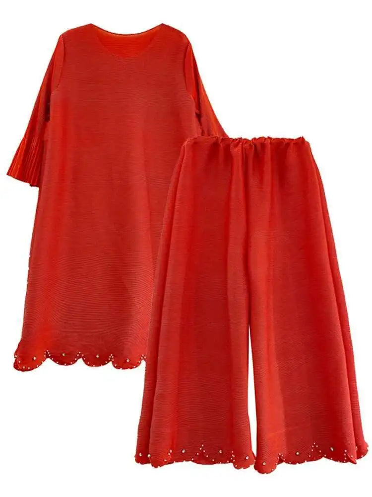Truly Pleated Wide Leg 2-Piece Set