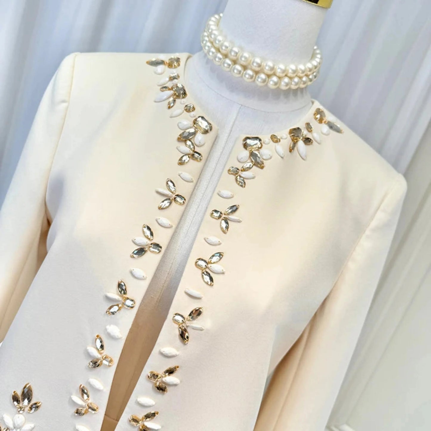 Elegant Crystal Maxi Skirt Suit Set