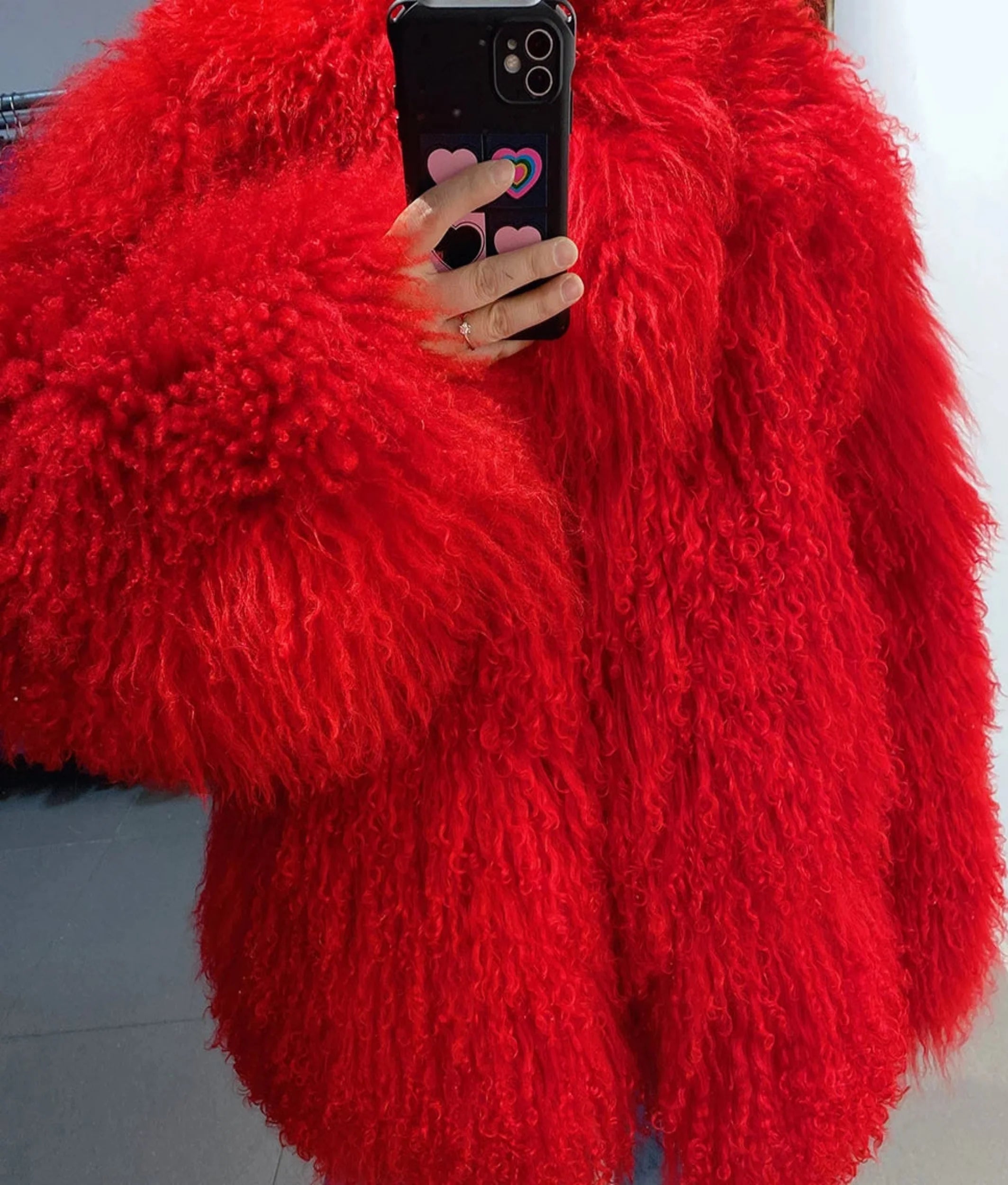 100% Genuine Fur Plush Shaggy Coat