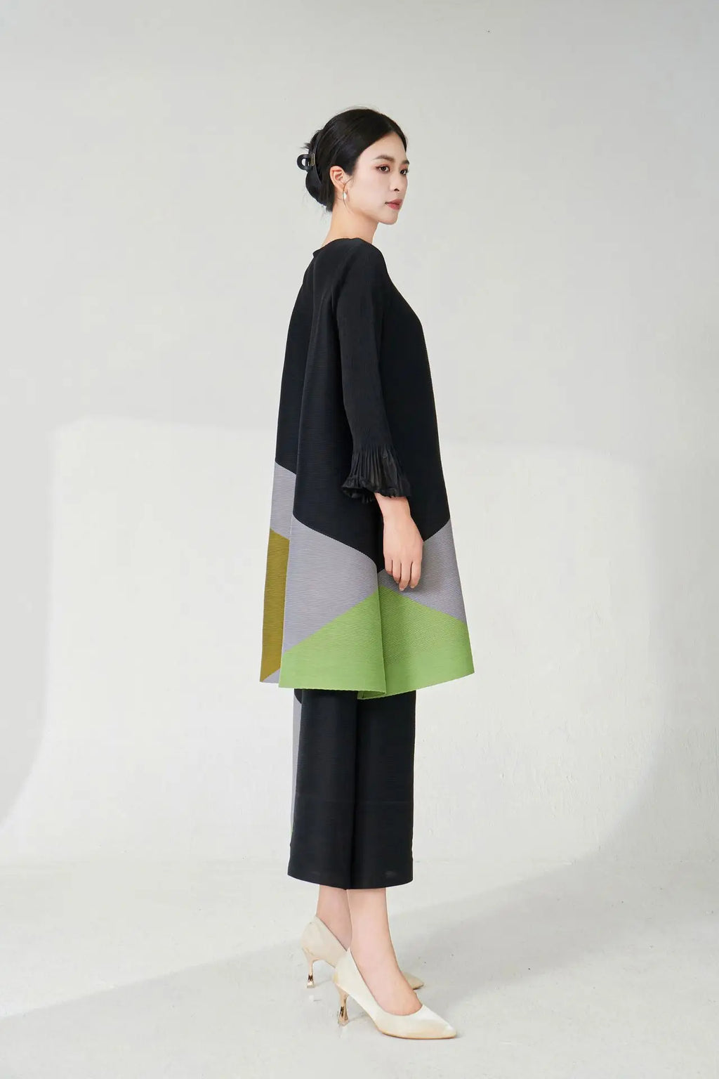 Modern Pleat Geometric Trouser Set