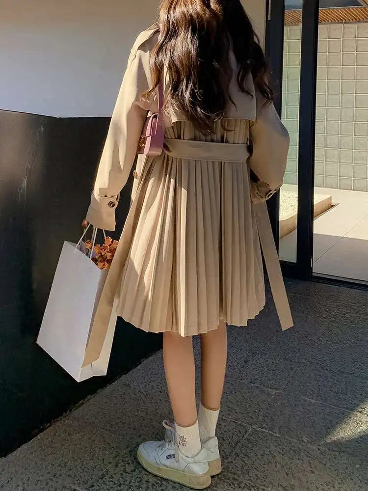 Luxury Pleated Trench Coat