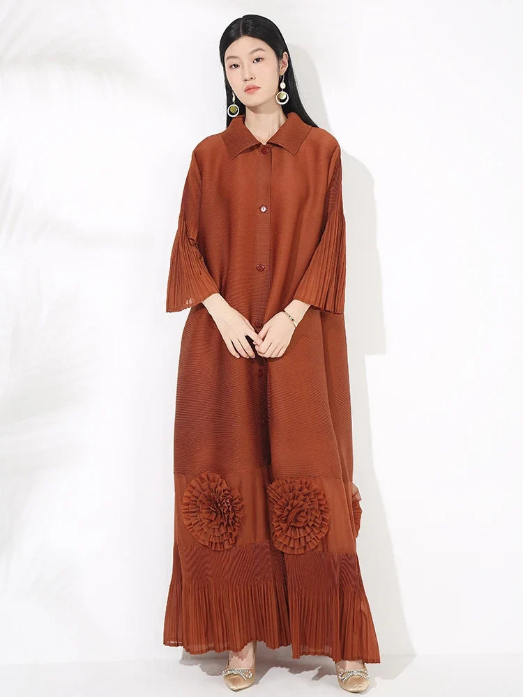 Pleated Japanese Extra Long Coat