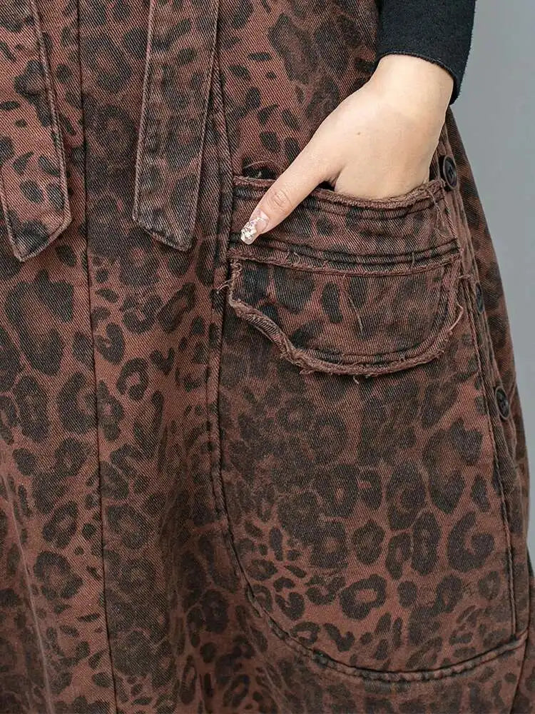 Luxe Leopard Denim Overalls