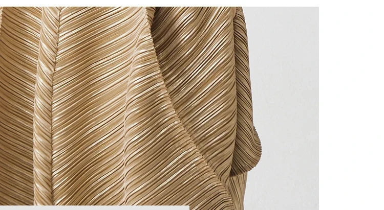 Gold Flowy Pleated Pant & Top Set