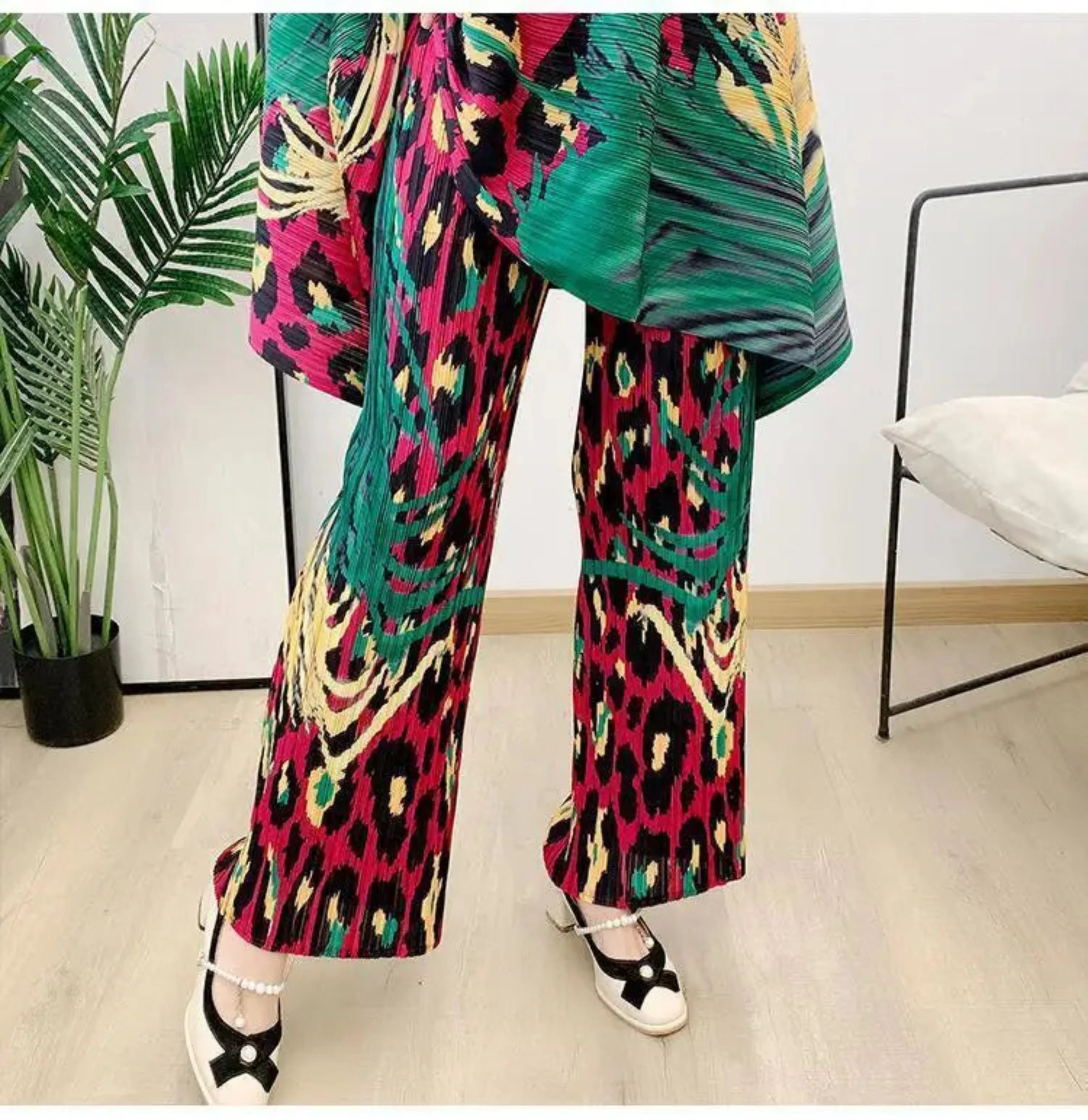 Truly Pleated Leopard Pant & Top Set