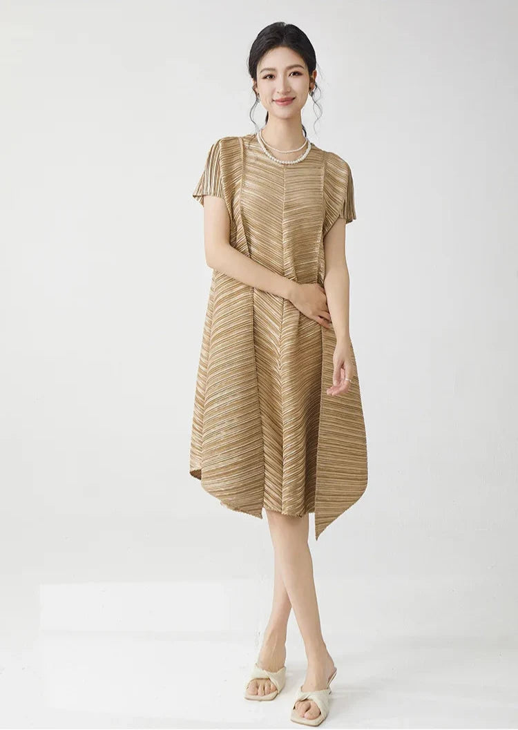 Gold Flowy Pleated Pant & Top Set