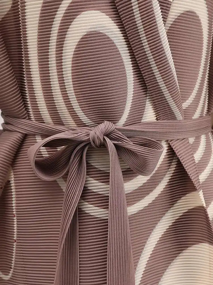 Luxury Plissé Geometric Long Coat