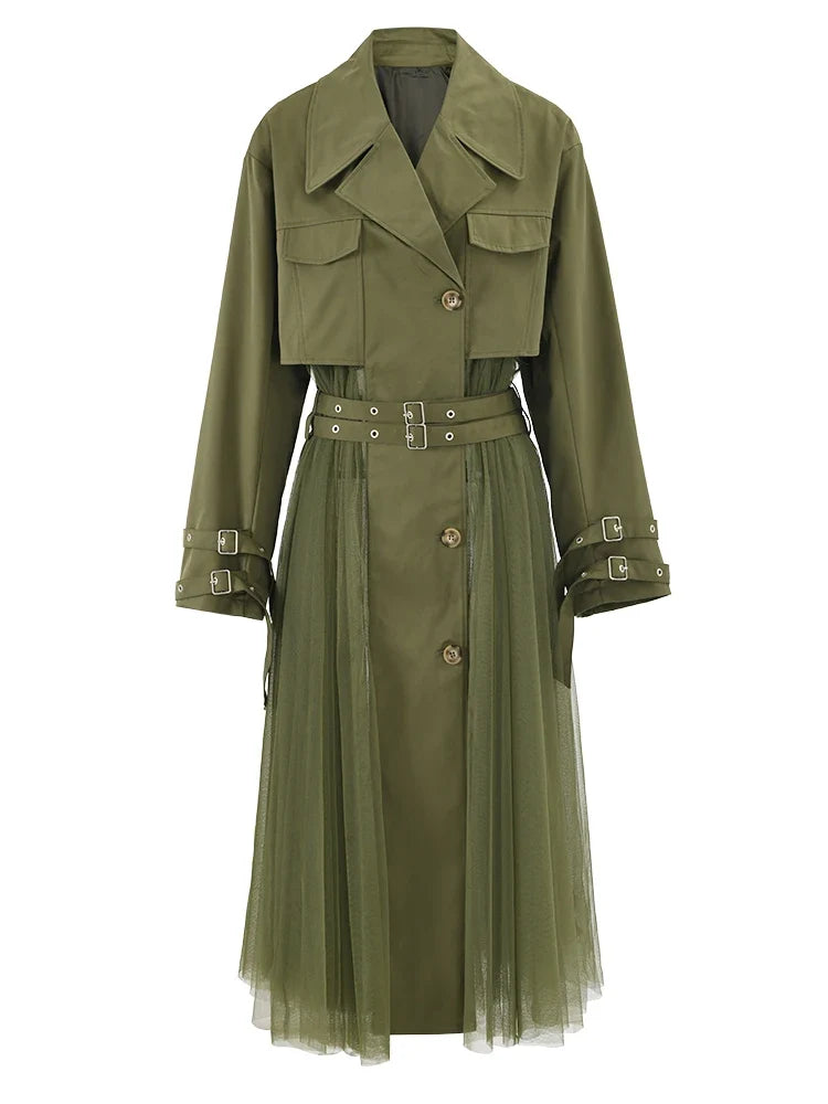 Elegant Tulle Duster Trench Coat