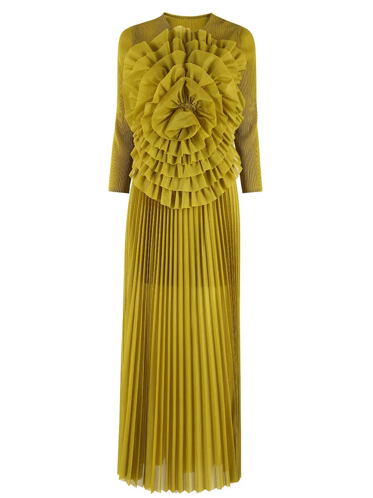 Luxury Formal Pleated Midi Skirt Set