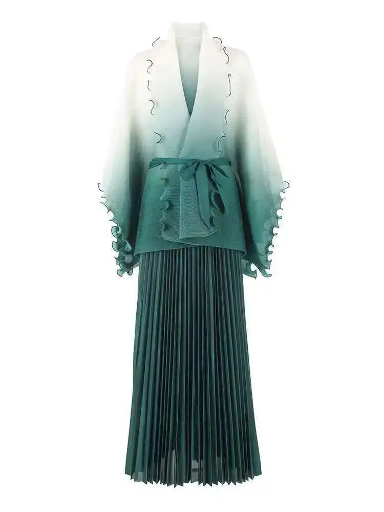 Chic Pleated Modest Skirt Set