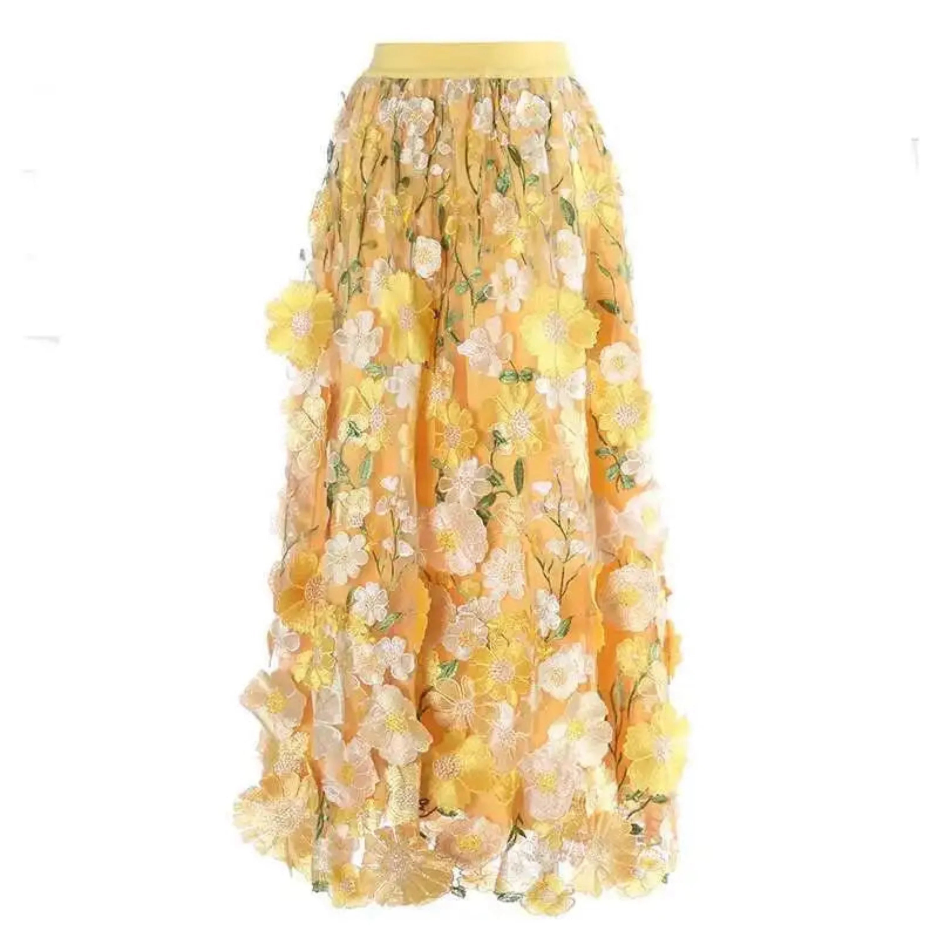 Luxe Floral Pull-On Midi Skirt