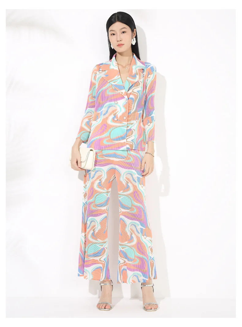 Truly Pleated Swirl Suit Set