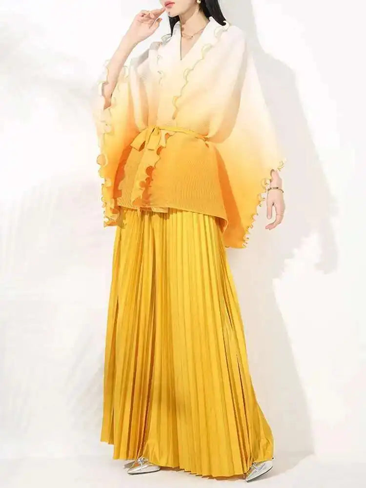 Chic Pleated Modest Skirt Set