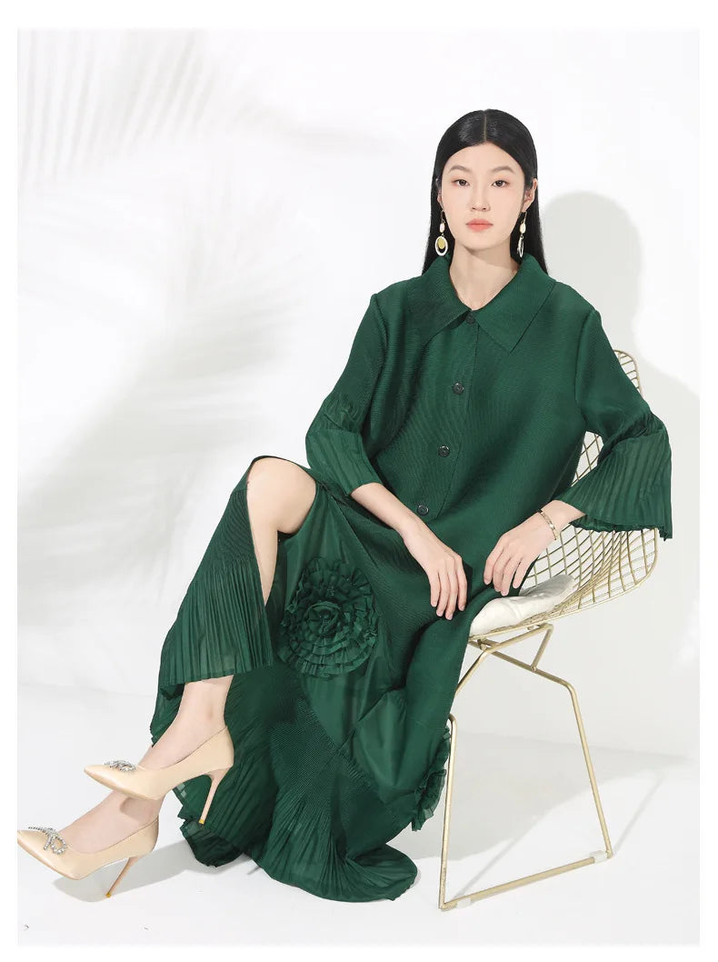 Pleated Japanese Extra Long Coat