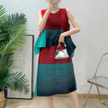 Asymmetric Pleated Sleeveless Top & Skirt