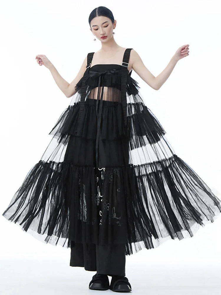 Ruffle Tiered Tulle Suspender Dress