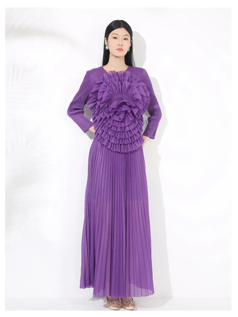 Luxury Formal Pleated Midi Skirt Set