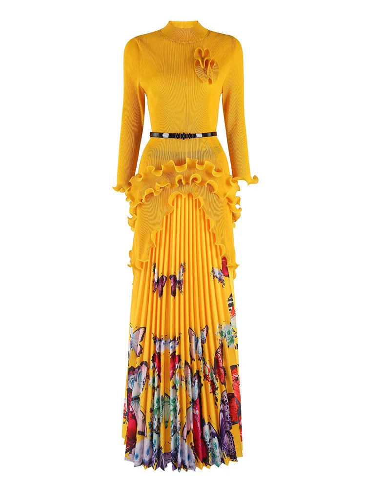 Petite Japanese Pleated Butterfly Skirt Set