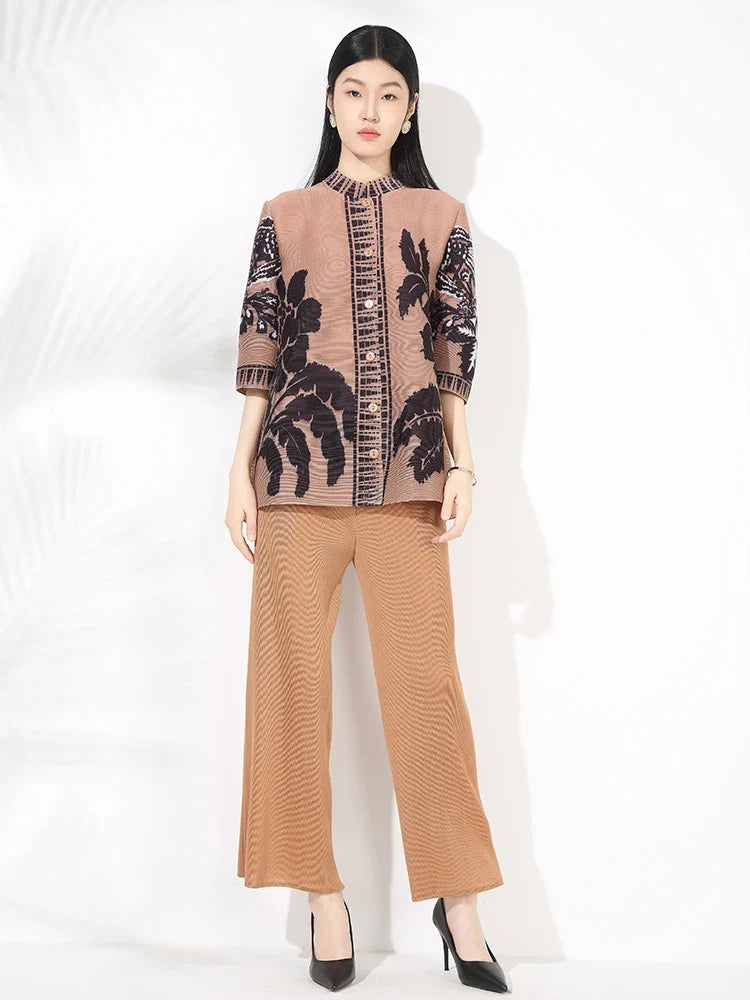Textured Pleated Knit Co-ord Set