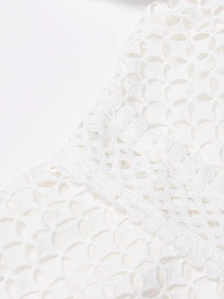 Luxury Lace Midi Dress - Long Balloon Sleeve 