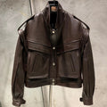 Women's Utilitarian Grained Leather Jacket