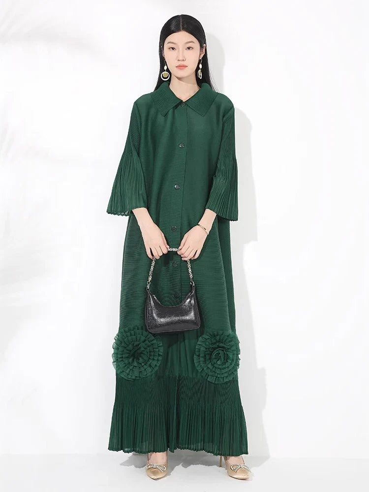 Pleated Japanese Extra Long Coat